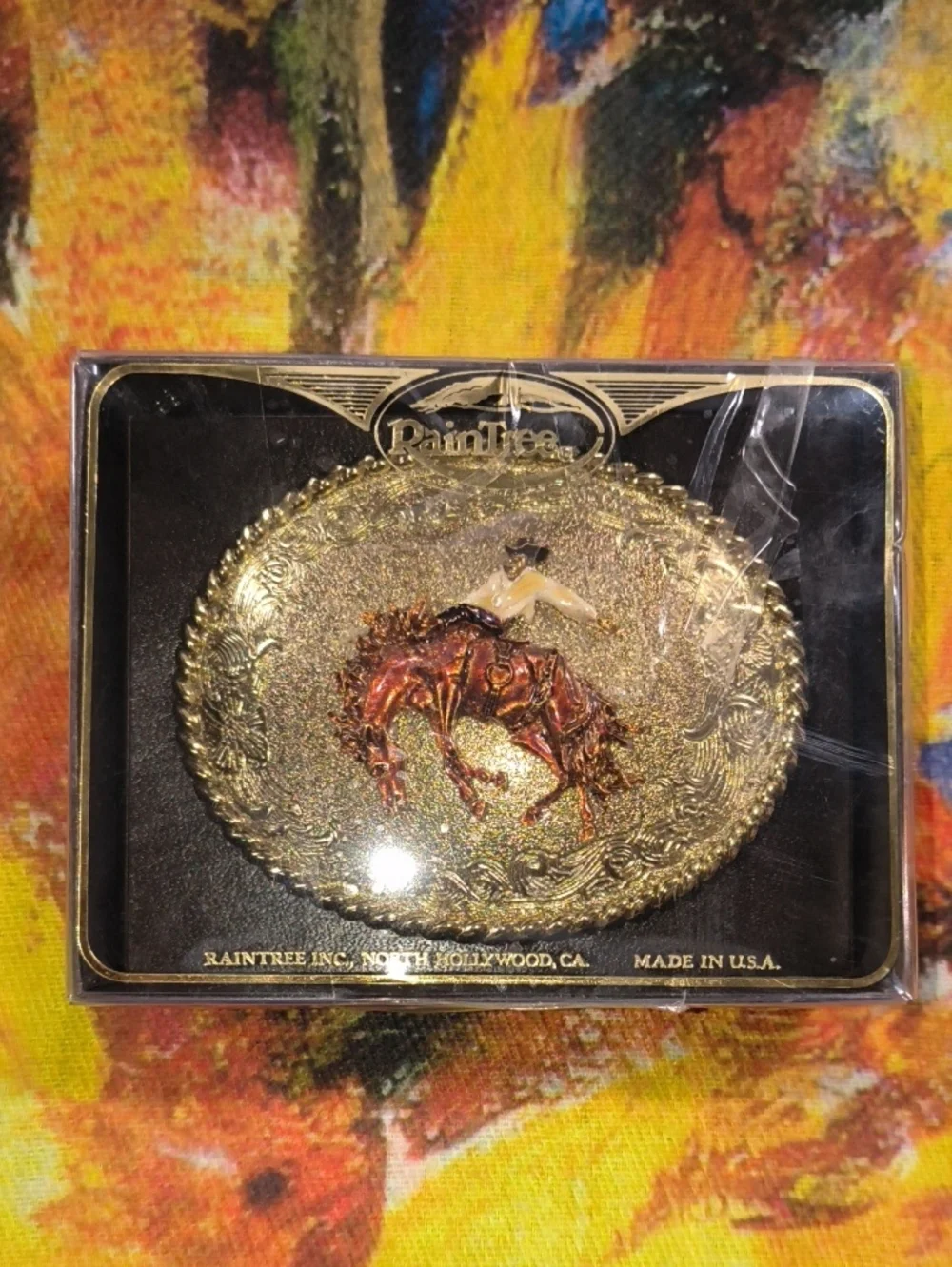 Raintree Inc North Hollywood CA Rodeo Belt Buckle New Old Stock